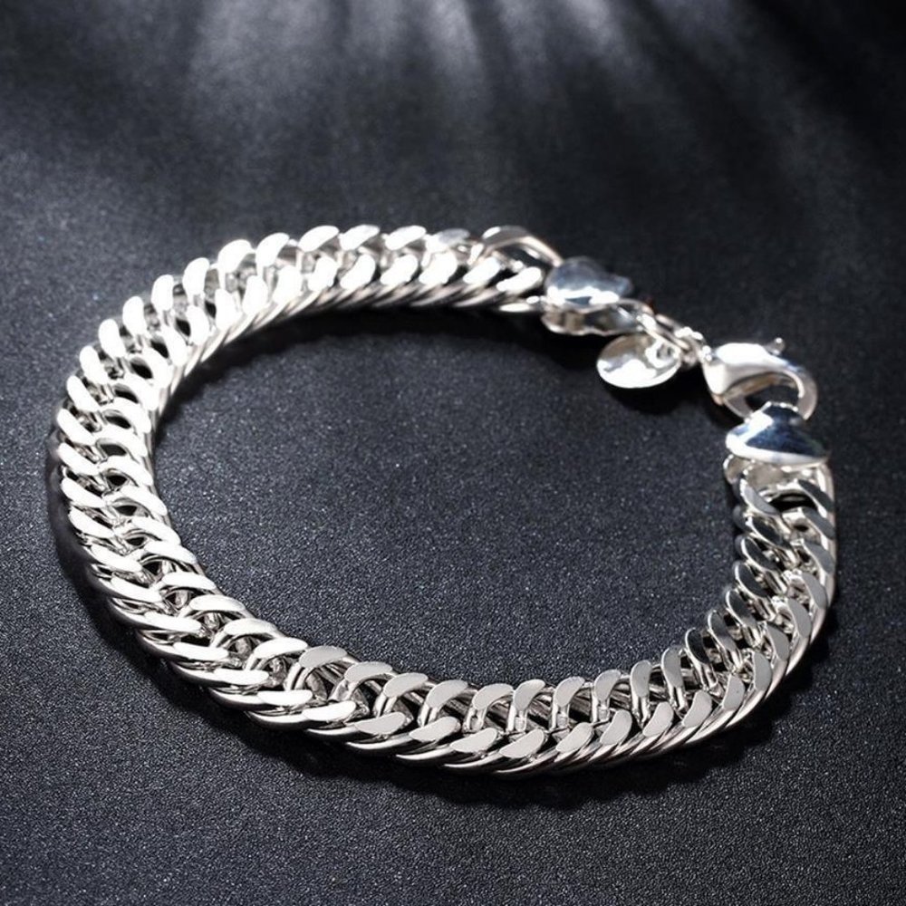 UNISEX 925 STERLING SILVER • 10mm Unique Wide Link Curb Chain 8 inch BRACELET